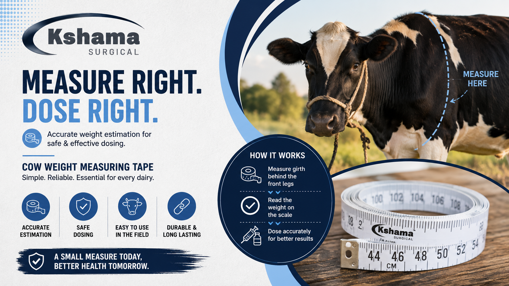 cow weight measuring tape used in veterinary practice - Kshama Surgical