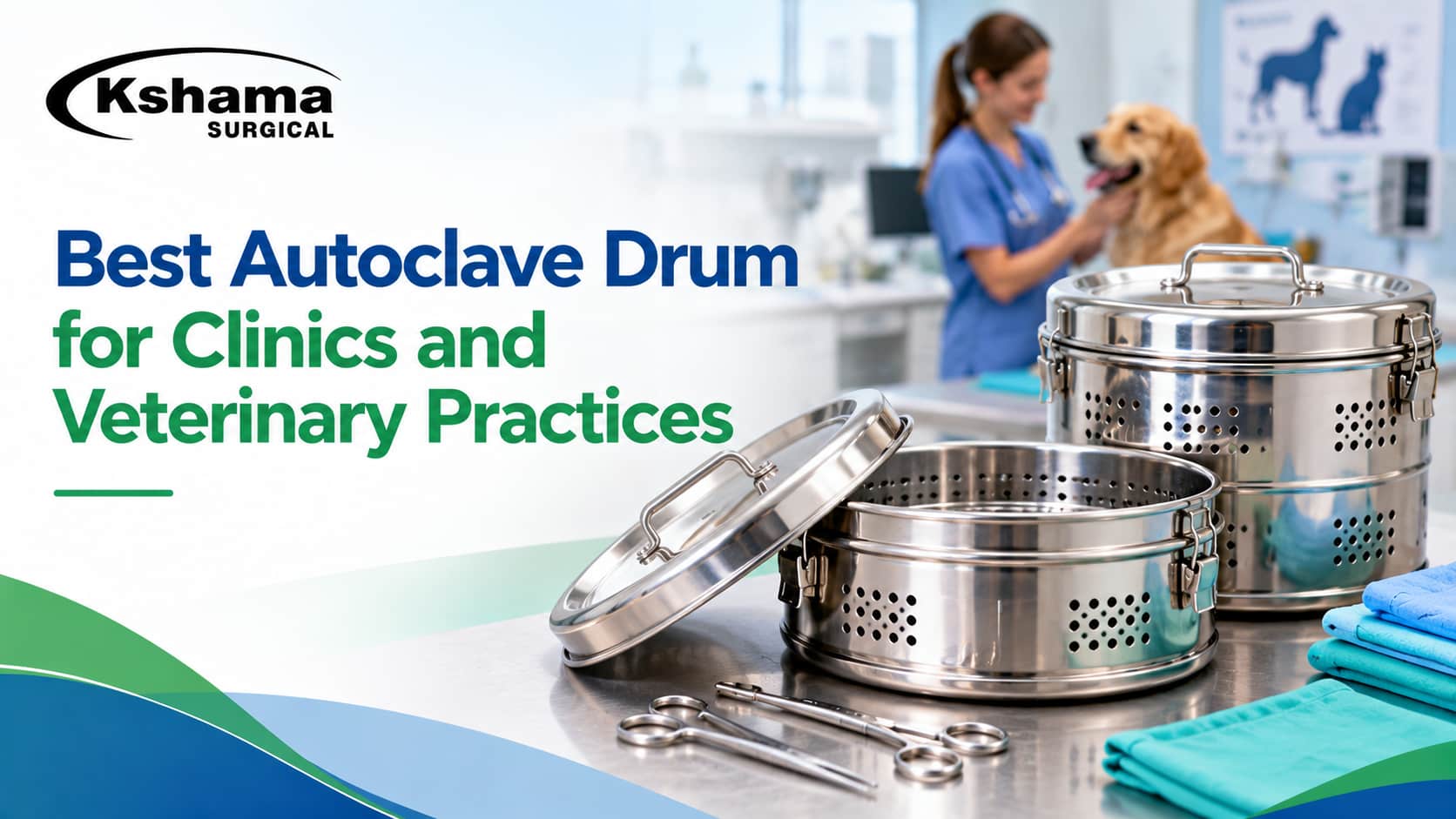 Stainless steel autoclave drum with perforated vents and lid used for steam sterilisation of surgical instruments, dressings and linen.